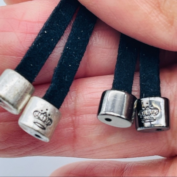 Beaded Bracelets Set Black & Silver Stretchy Adjustable Unisex - Picture 10 of 10